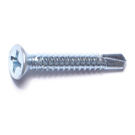 Midwest Fastener Self-Drilling Screw, #12 x 1-1/2 in, Zinc Plated Steel Flat Head Phillips Drive, 100 PK 50902